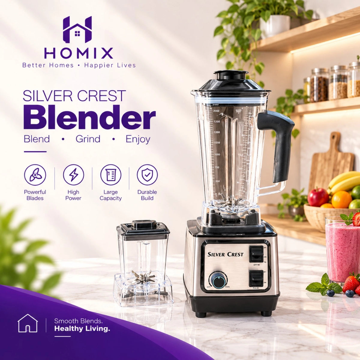 Silver Body 2-in-1 Silver Crest multifunction Blender!