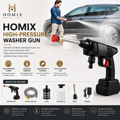 Homix High Pressure Washer Gun | Car, Solar & Home Cleaning!