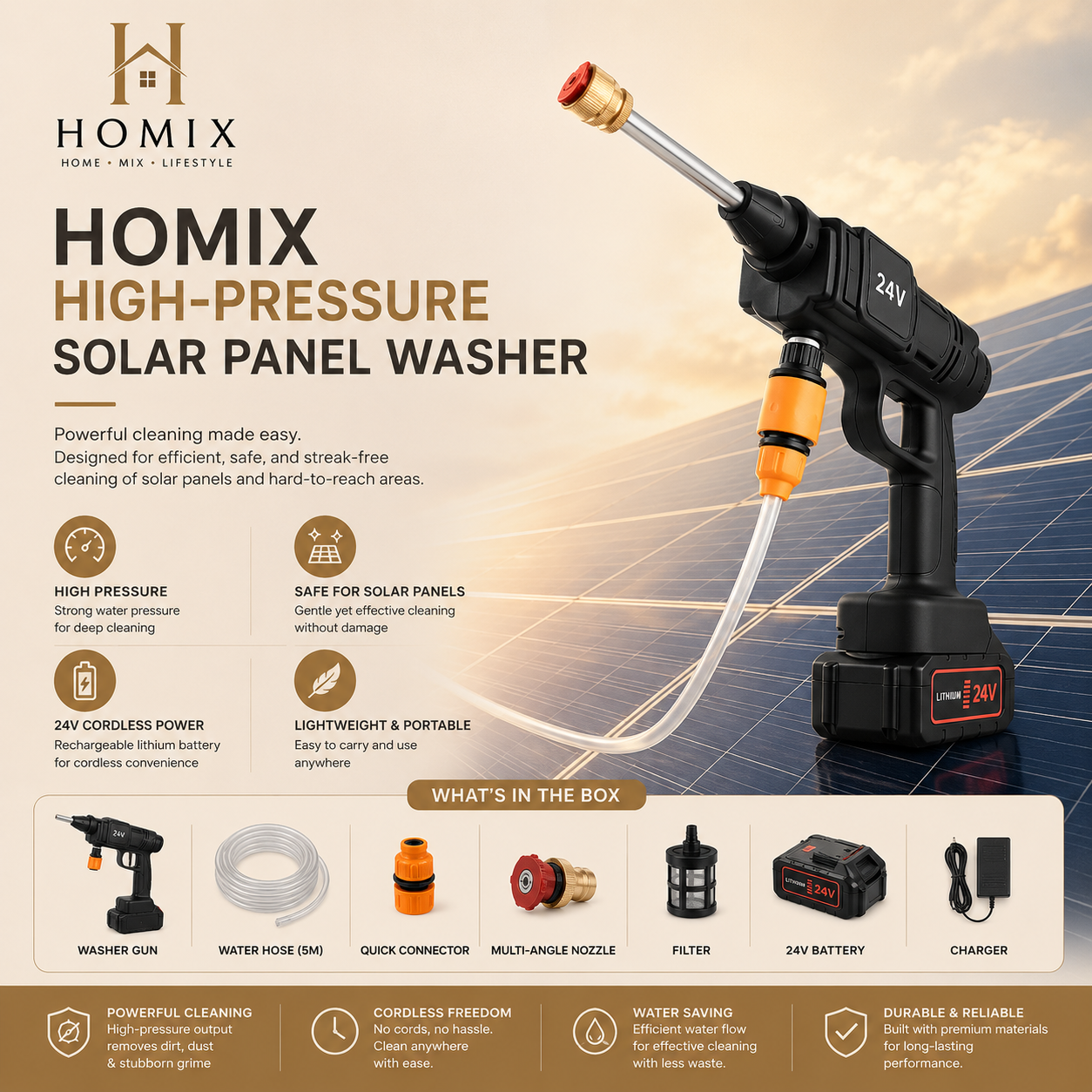 Homix High Pressure Washer Gun | Car, Solar & Home Cleaning!