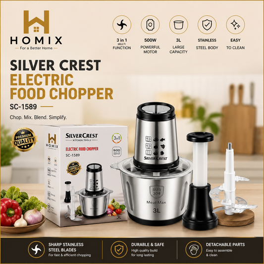 Silver Crest Chopper | 3 Litter | Meat Grinder | 4 Blades