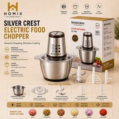 Silver Crest Chopper | 3 Litter | Meat Grinder | 4 Blades